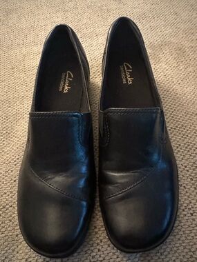 Clarks Black Leather Slip-On Loafers for Women